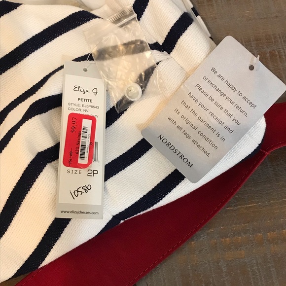 Eliza J Striped Fit & Flare Dress Size 2P - Picture 11 of 15